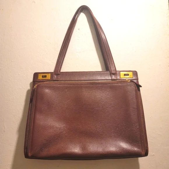 Gucci Burgundy Leather Twist Lock Satchel Handbag Vintage Authentic Rare - Picture 3 of 15